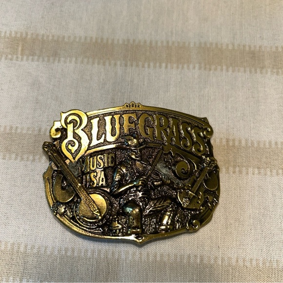 Bluegrass VTG Music USA Gold Belt Buckle - Picture 1 of 2